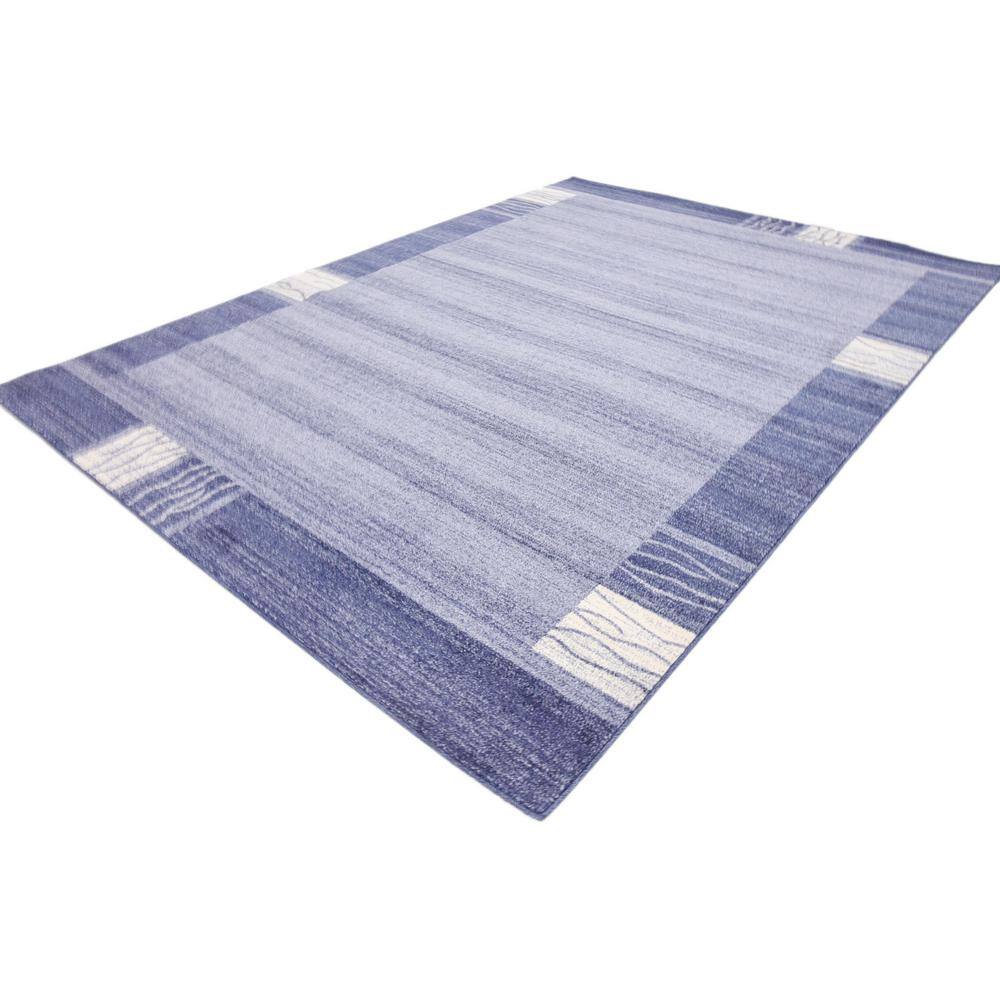 Light Blue Tufted Rectangular Synthetic Area Rug 7' x 10'