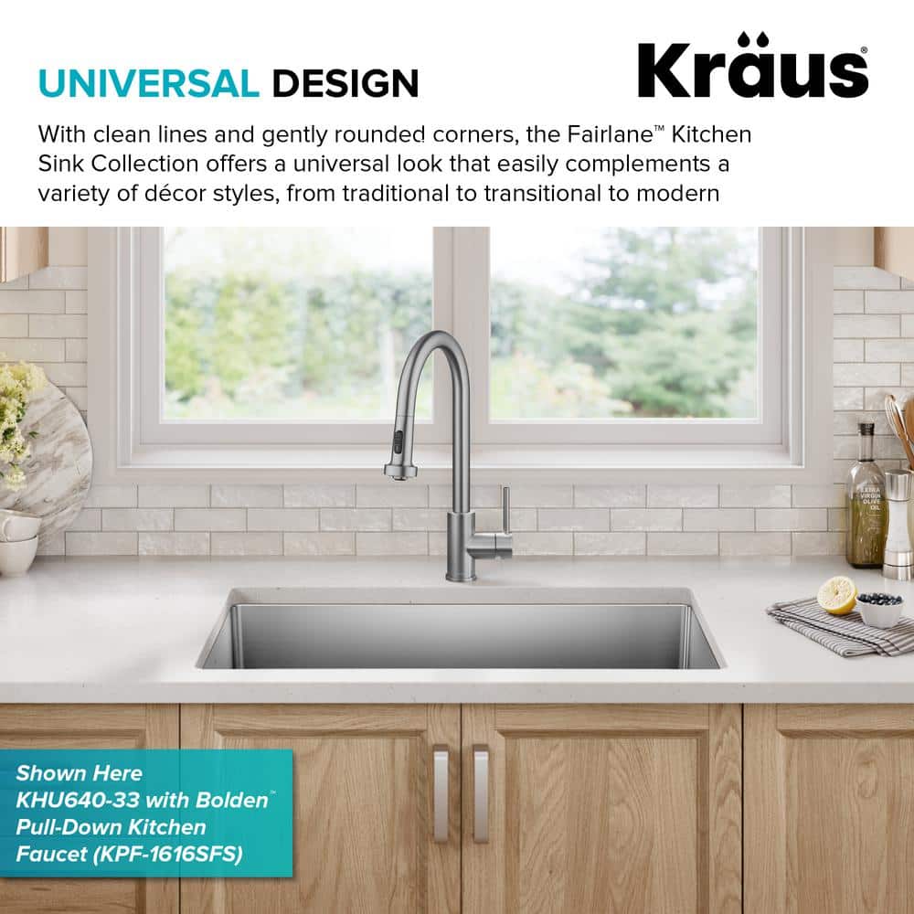 Fairlane 33-Inch Stainless Steel Double Bowl Undermount Kitchen Sink