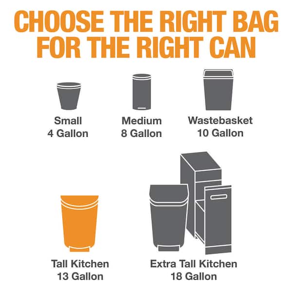 13 Gallon Reinforced Top Drawstring Unscented Kitchen Tall Trash Bags with 20% PCR (200-Count)
