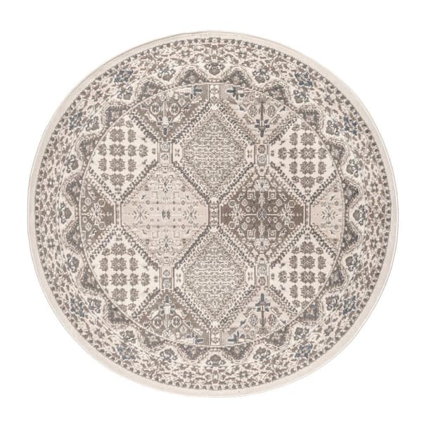 nuLOOM Vintage Tile Becca Beige 4 ft. x 4 ft. Round Area Rug