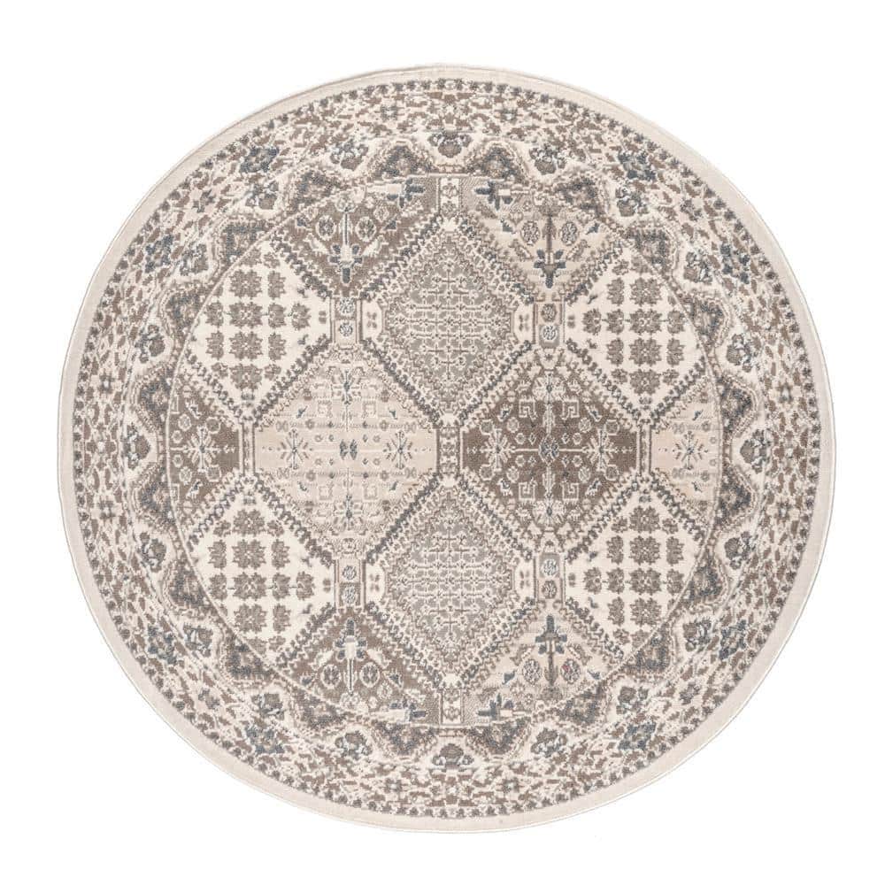 nuLOOM Vintage Tile Becca Beige 6 ft. x 6 ft. Round Area Rug OWMN04A ...