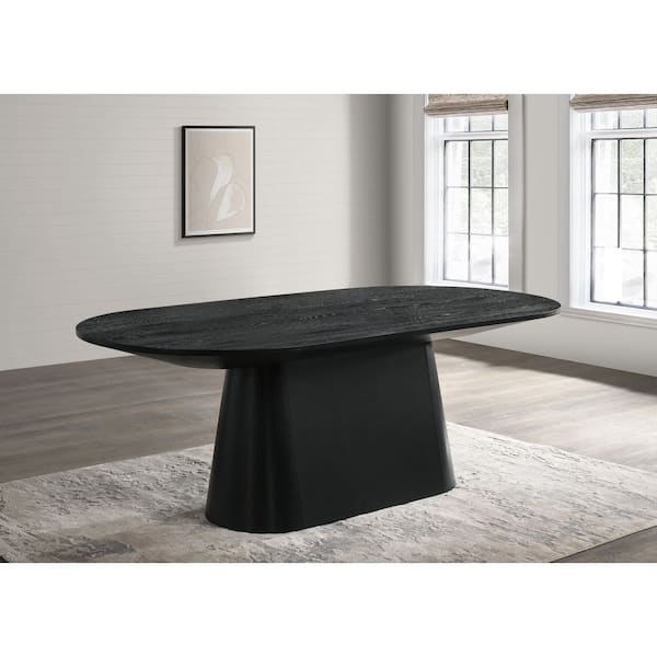 Terra Black Wood 88 in. W Pedestal Dining Table (Seats 8)