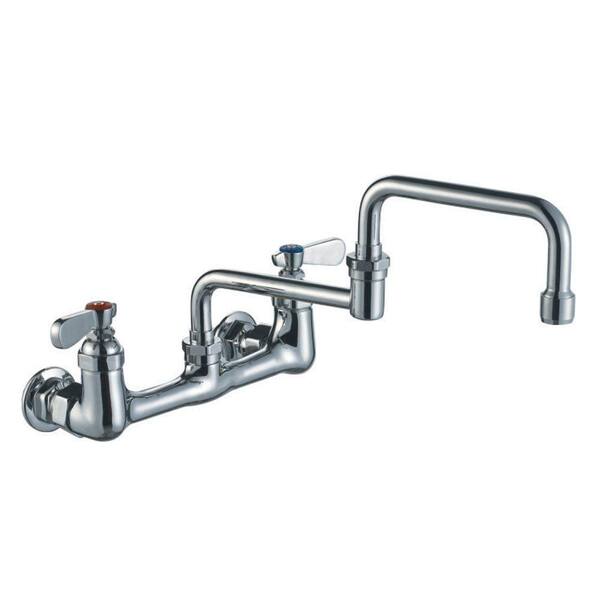 Whitehaus Collection 8 in. Widespread 2-Handle Wall-Mount Utility Faucet in Polished Chrome