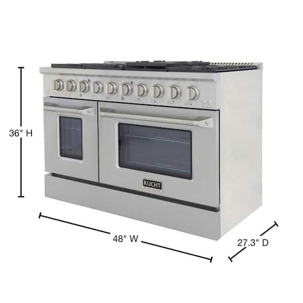 KNG481-S 48 Stainless Steel Freestanding Natural Gas Range with 8 Burners 6.7 cu. ft. Capacity