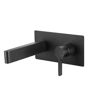 Single Handle Wall Mounted Modern Bathroom Sink Faucet Solid Brass in Matte Black