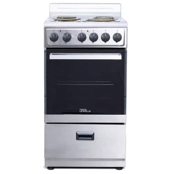 Premium LEVELLA 24 in. 2.6 cu. ft. 4-Burner Single Oven Electric Range with Storage Drawer in Stainless
