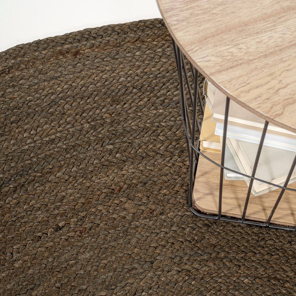 Zara Braided Brown Jute Round 4' Area Rug