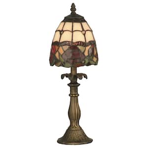 Enid 16 in. Antique Brass Accent Table Lamp with Tiffany Glass Shade