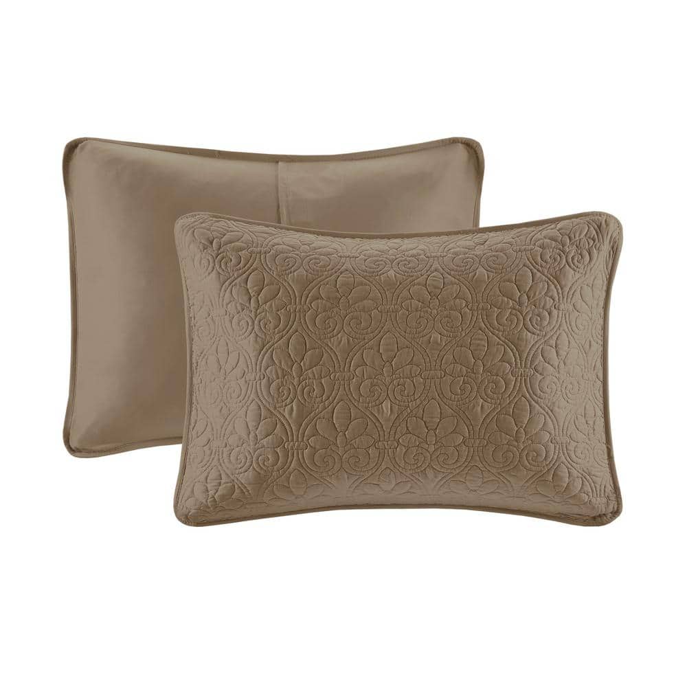 Mocha King Reversible Microfiber Coverlet Set