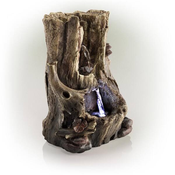 Alpine Corporation - 11 in. Tall Indoor Rainforest Tabletop Fountain with LED Lights
