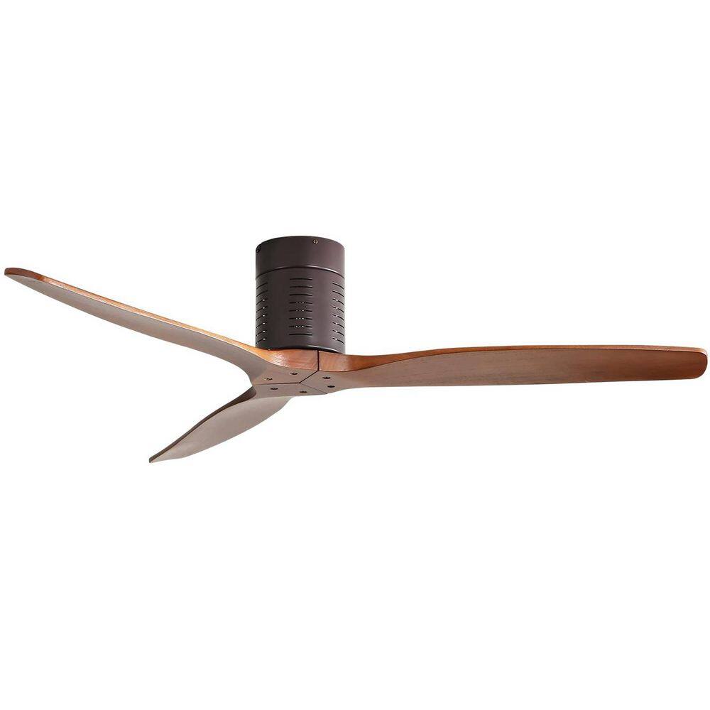 52 in. Indoor/Outdoor 6-Speed DC Motor Solid Wood Flush Mount Ceiling Fan in White with Remote Control price history on PriceWatchPro