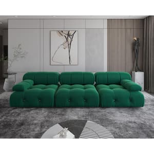 104 in. Square Arm 3-Seater Sofa in Green