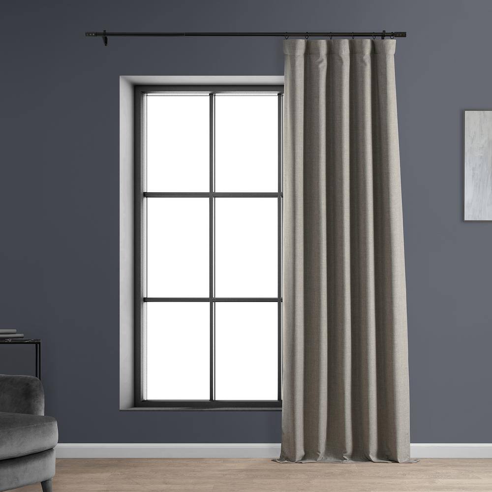Slate Gray Faux Linen Blackout Curtain Panel 50" x 96"