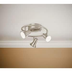 Kenmont 1 ft. 3-Light Brushed Nickel Wave Integrated LED Fixed Track Lighting Kit