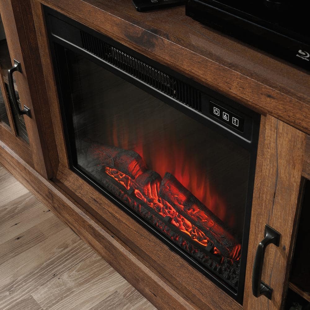 Vintage Oak Rustic Entertainment Center with Electric Fireplace