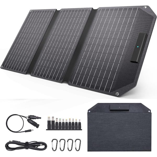 30W Foldable Portable Solar Charger with QC3. 0 USB, Type C, DC Output for Power Station, Phone, Laptop, Camping