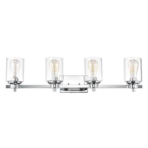 8 in. H x 33.25 in. W x 8 in. D 4Light Chrome Uplight Indoor Bath