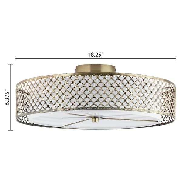 River of Goods Gianna 18.25 in. Art Deco 2-Light Brushed Gold Semi