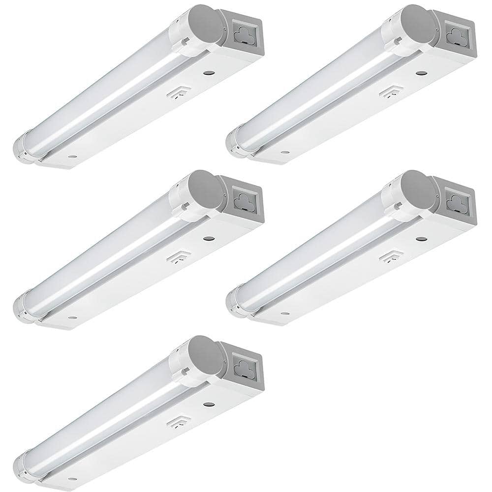 ETi 12 in. Linkable LED Beam Adjustable Under Cabinet Strip Light Plug In  or Direct Wire 300 Lumens 3000K Dimmable (5-Pack) 53502111-5PK The Home  Depot