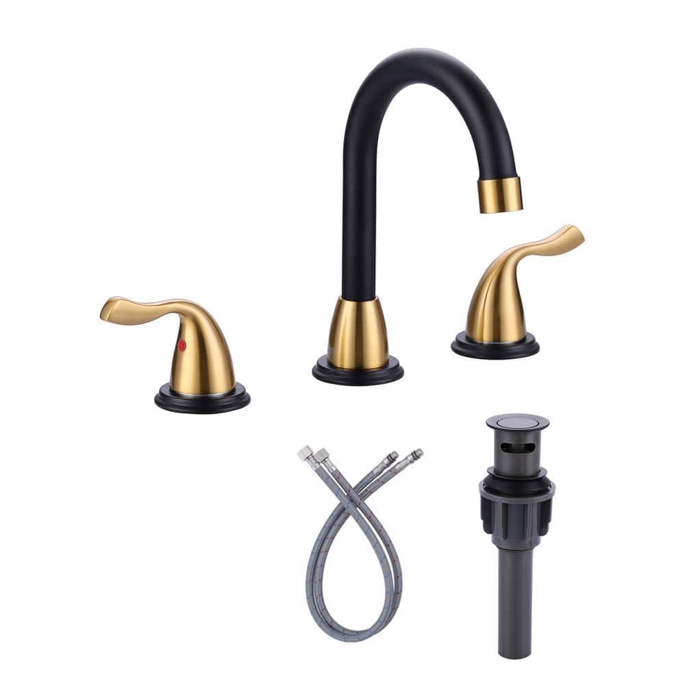 8 in. Widespread Double-Handle Bathroom Faucet in Black and Gold price history on PriceWatchPro