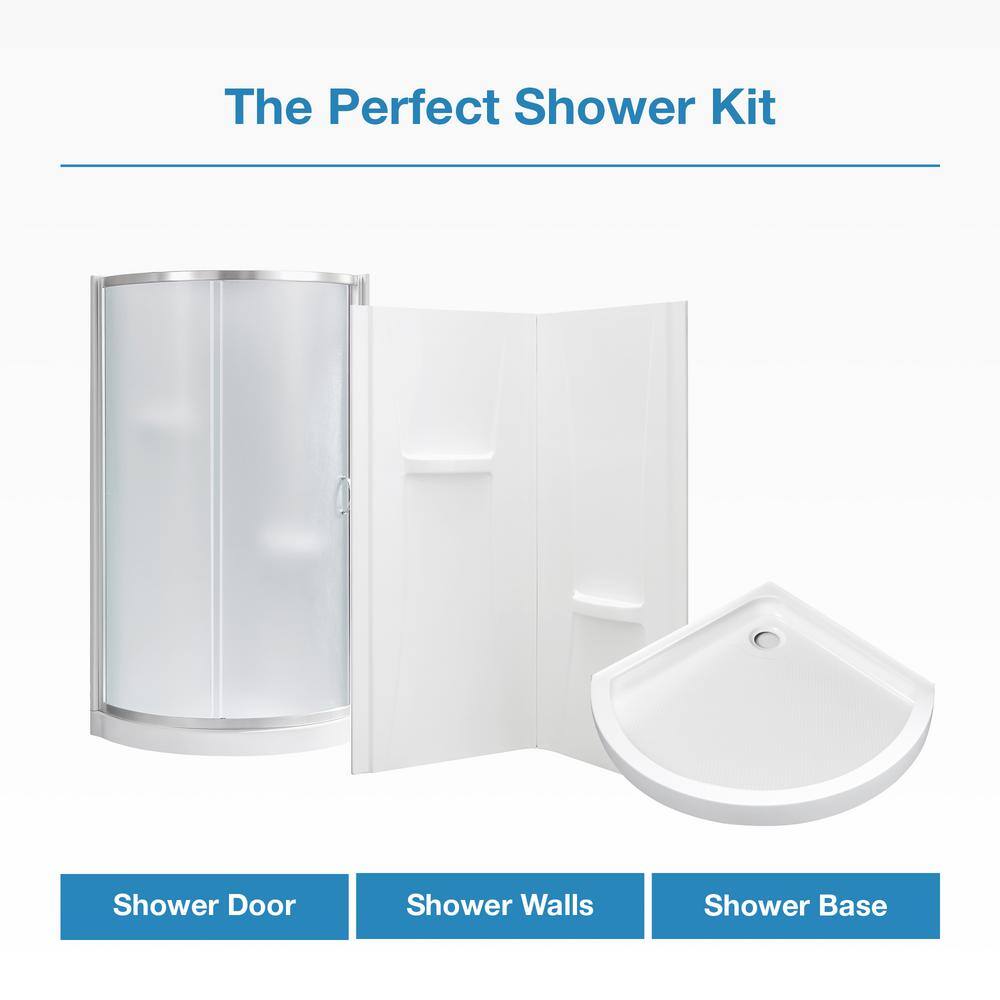 Breeze 34" Frosted Glass Round Corner Shower Kit with Nickel Hardware
