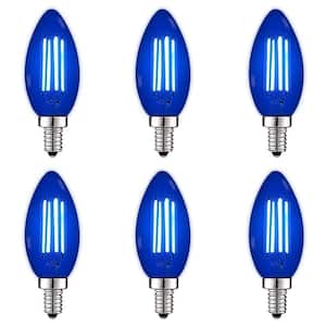 40-Watt Equivalent LED Blue Light Bulb, 4.5-Watt, Colored Glass Candelabra Bulb, UL Listed, E12 Base (6-Pack)