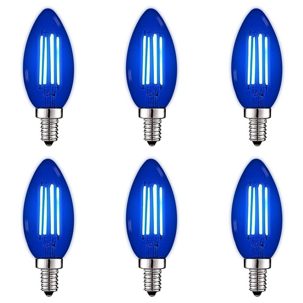 40-Watt Equivalent LED Blue Light Bulb, 4.5-Watt, Colored Glass Candelabra Bulb, UL Listed, E12 Base (6-Pack) price history on PriceWatchPro