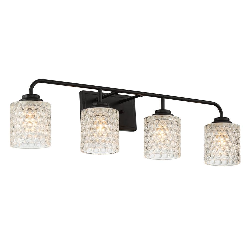 Strasbourg 31.5 in. 4-lights Matte Black Vanity Light with Cut Crystal Glass Shade price history on PriceWatchPro