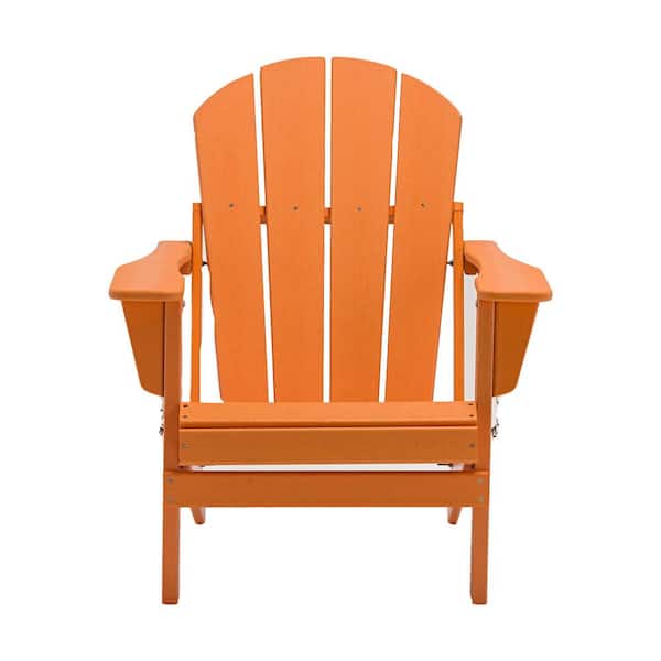 Unbranded Classic Orange Folding Plastic Adirondack Chair for Garden Patio
