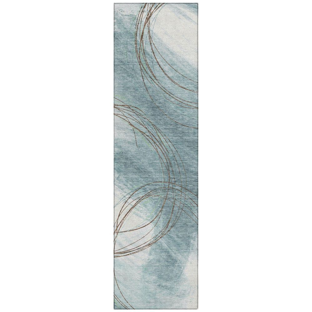 Chantille Machine Washable Indoor/Outdoor Abstract ACN2396 Teal 2 ft. x 7 ft. Runner Rug price history on PriceWatchPro