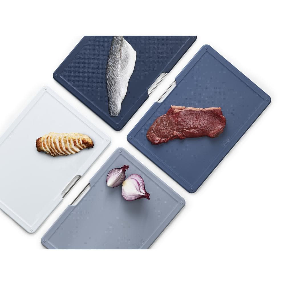 Graphite Large Plastic 4-Piece Cutting Board Set with Case