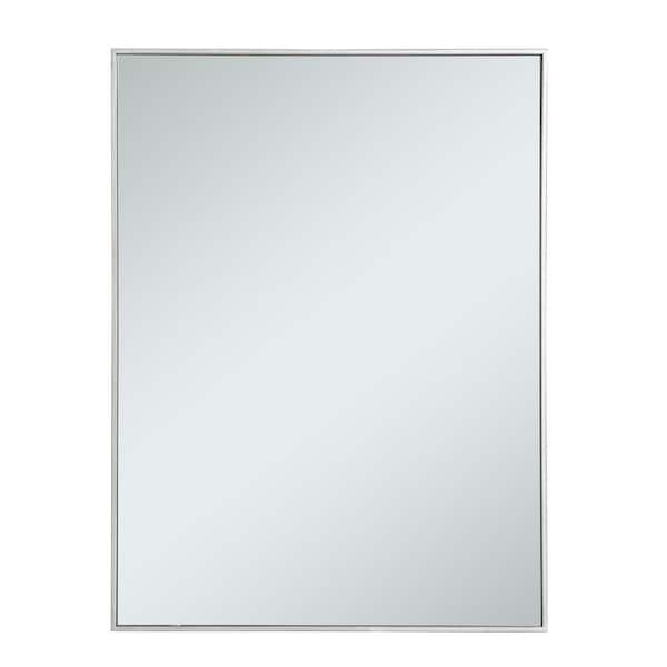 Unbranded Timeless Home 30 in. W x 40 in. H x Contemporary Metal Framed Rectangle Silver Mirror