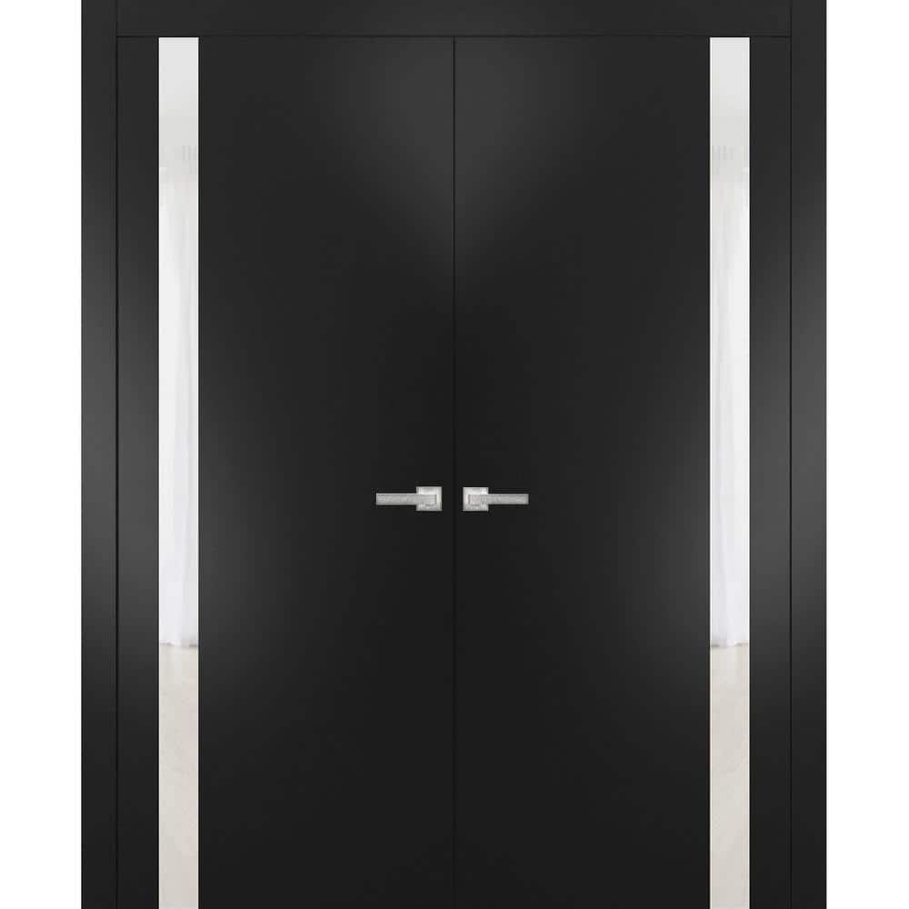 64 in. x 84 in. 2 Panel Black Matte Finished Solid Wood Sliding Door with Hardware price history on PriceWatchPro