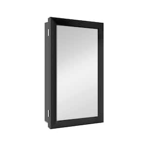 15-1/4 in. W x 26 in. H Rectangular Framed Recessed or Surface-Mount Bathroom Medicine Cabinet with Mirror, Black