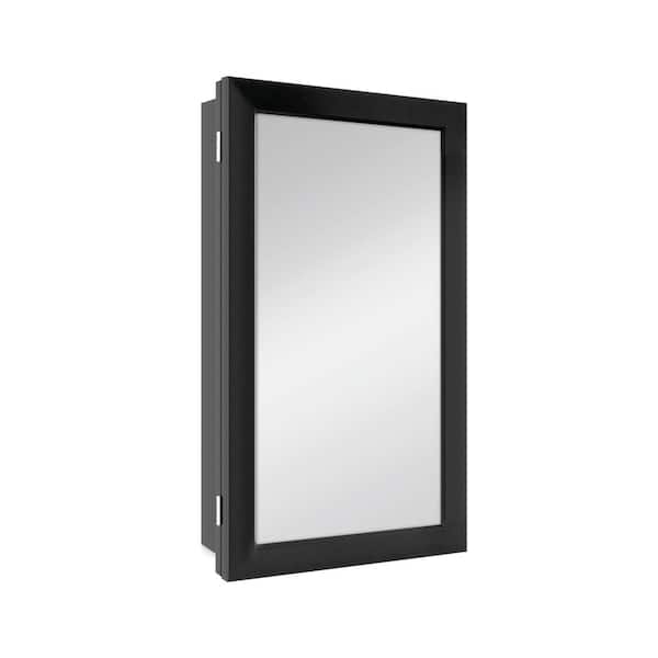 Glacier Bay 15-1/4 in. W x 26 in. H Rectangular Framed Recessed or Surface-Mount Bathroom Medicine Cabinet with Mirror, Black