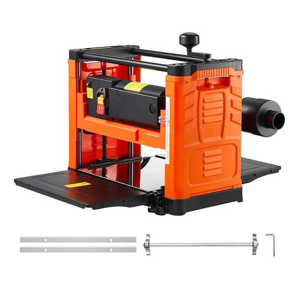 Thickness Planer 2-Blade 13in. Benchtop 1800W 23500 RPM Dual Rollers Over Protection Single Speed for Hard and Soft Wood