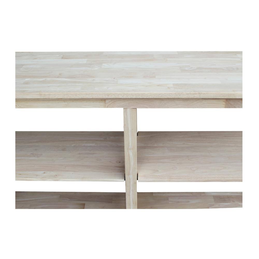 Hampton Natural Wood Sofa Table with Shelves