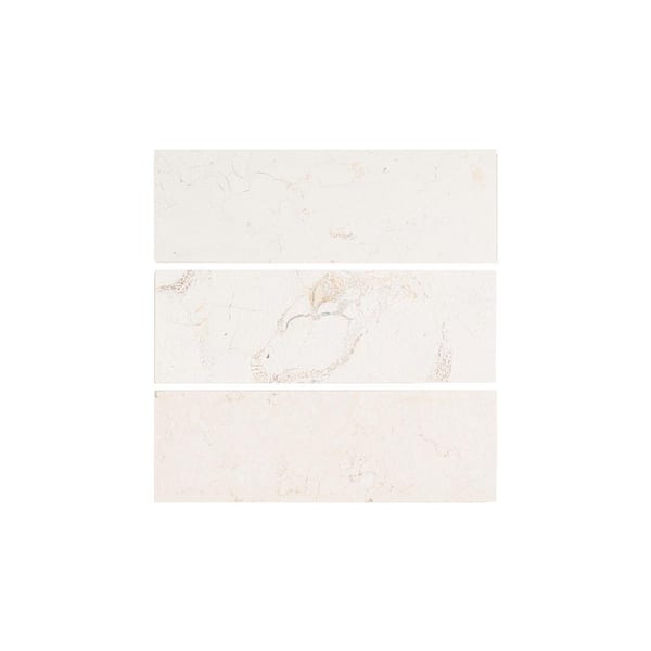 Jeffrey Court Creama 4 in. x 12 in. Subway Textured Marble Wall and Floor Tile (1 sq. ft./Pack)
