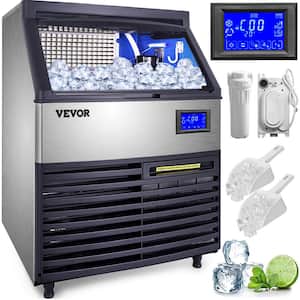 440 lb. / 24 H Commercial Stainless Steel Freestanding Ice Maker Machine with 77 lb. Storage Bin in Silver, ETL Approved
