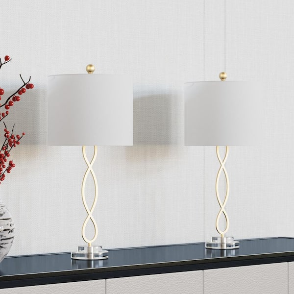 Maxax 30.5 in. Gold Modern Buffet Dimmable Crystal Bedroom Living Room Bedside Desk Nightstand Tall Table Lamps (Set of 2)