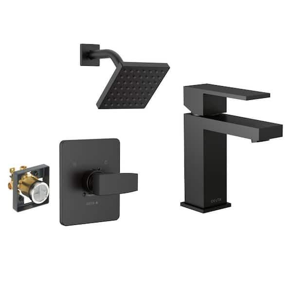 Modern 1-Spray Shower Faucet with Single Handle Single Hole Bathroom Faucet in Matte Black
