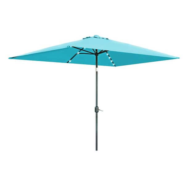 Trademark Innovations 10 ft. x 6.5 ft. Rectangular Market Solar Powered LED  Lighted Patio Umbrella in Peacock UMBLED-RECT-PCK - The Home Depot