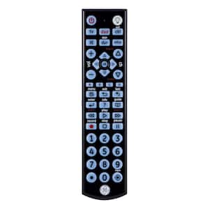4-Device Backlit Big Button Universal TV Remote Control in Black