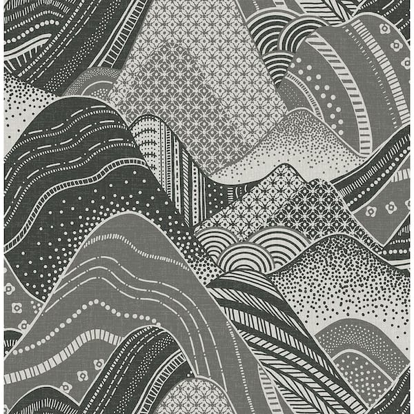 A-Street Prints 8 in. x 10 in. Meru Dark Grey Mountain Wallpaper Sample