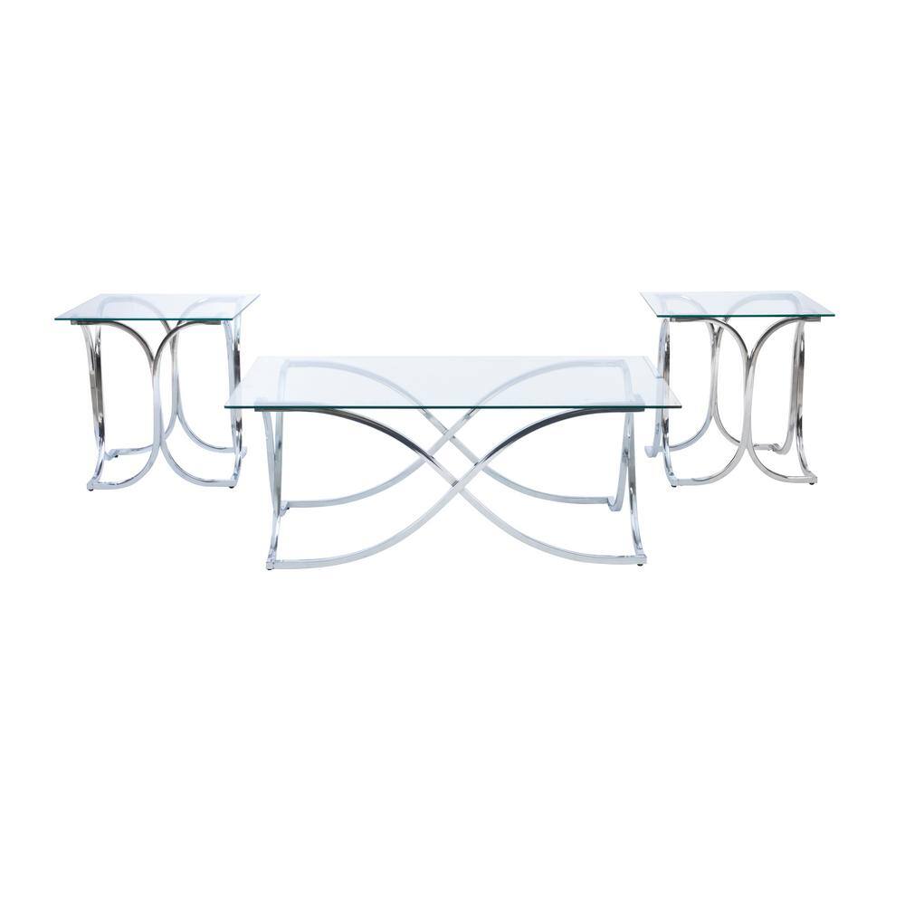 Linon Home Decor Fenix 3 piece 47 in. L Gray Chrome Rectangle and