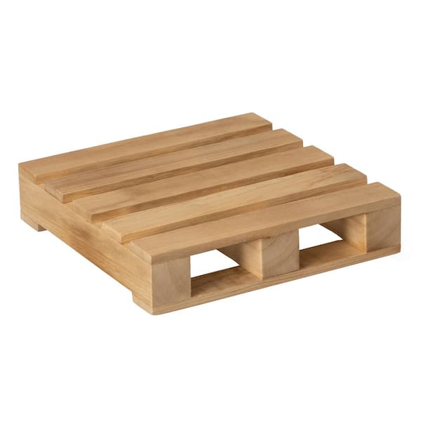 13" Rustic Wooden Pallet Display Stand Natural Wood Riser for Home Decor, Centerpiece, Candle or Dessert, Beige