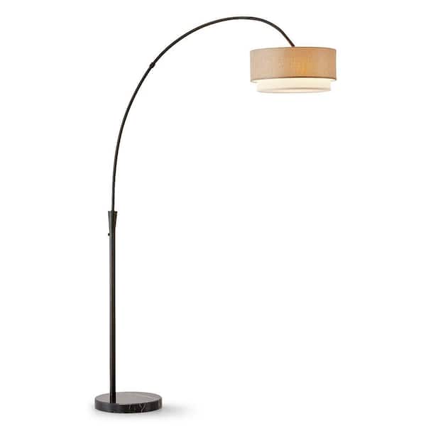 Elan 81 in. Dark Bronze Finish Arch Floor Lamp with Brown/White Shade