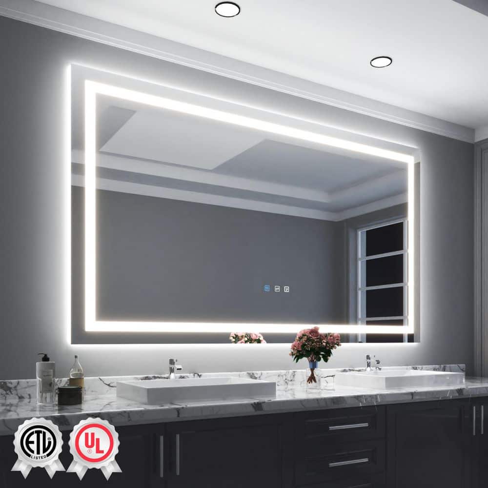 Backlit and Front Light 84 in. W x 48 in. H Rectangular Frameless