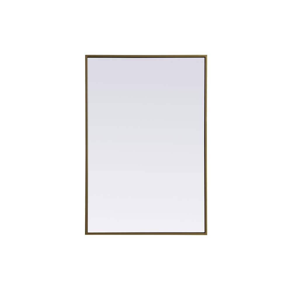 Elegant Brass Framed Full Length Rectangular Bathroom Mirror