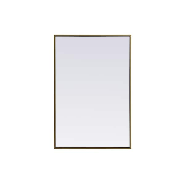 Timeless Home 36 in. W x 24 in. H x Modern Metal Framed Rectangle Brass ...